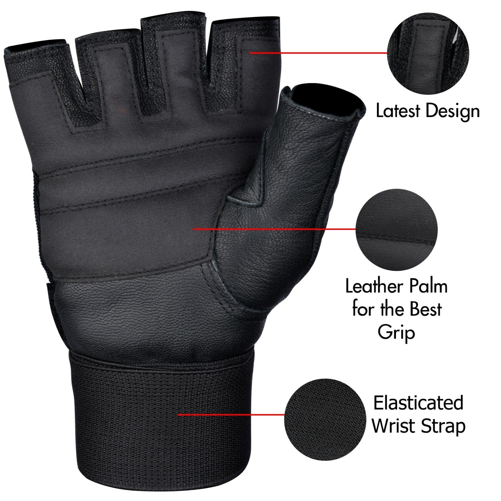 SAWANSÂ® Gym Weight Lifting Gloves Leather Training Straps Body Building Workouts