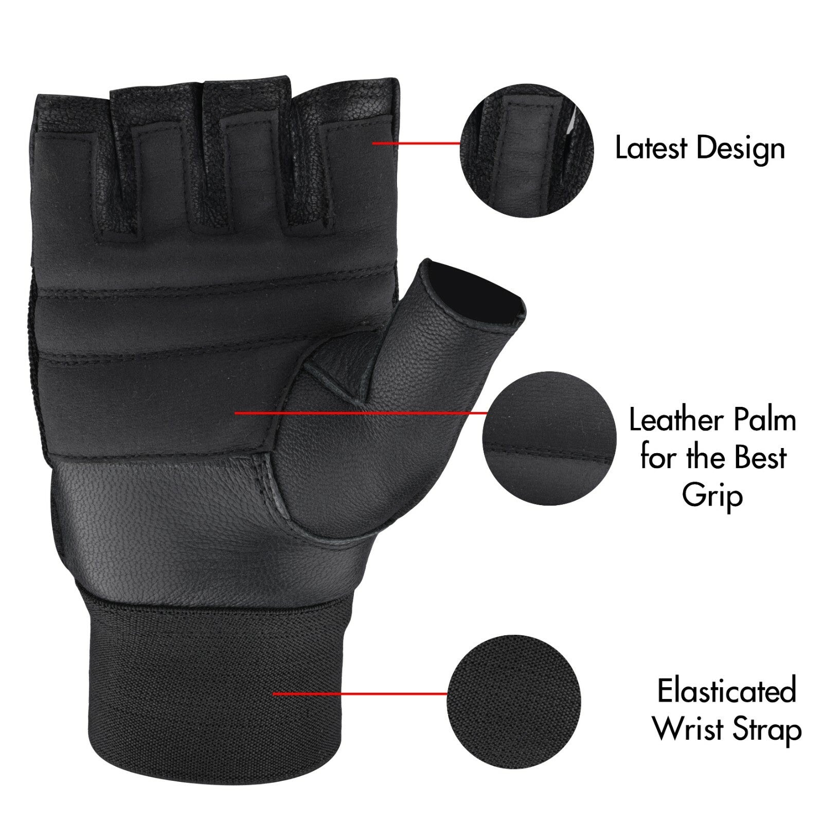 SAWANSÂ® Gym Weight Lifting Gloves Leather Training Straps Body Building Workouts