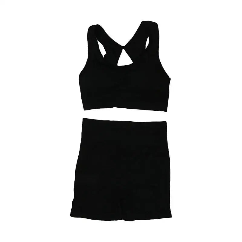 Women Yoga Shorts Sets High Waist Butt Lifting Workout Fitness Tights Tummy Control Gym Running Stretched Sportswear