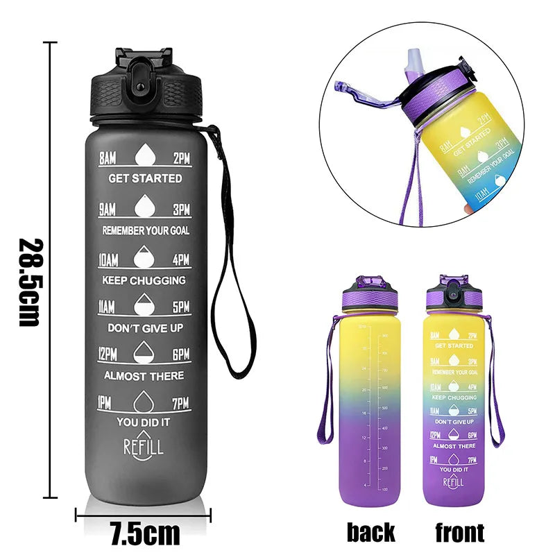 Water Bottle Motivational Sport Water Bottle Leakproof Drinking Bottles Outdoor Travel Gym Fitness Jugs for Kitchen