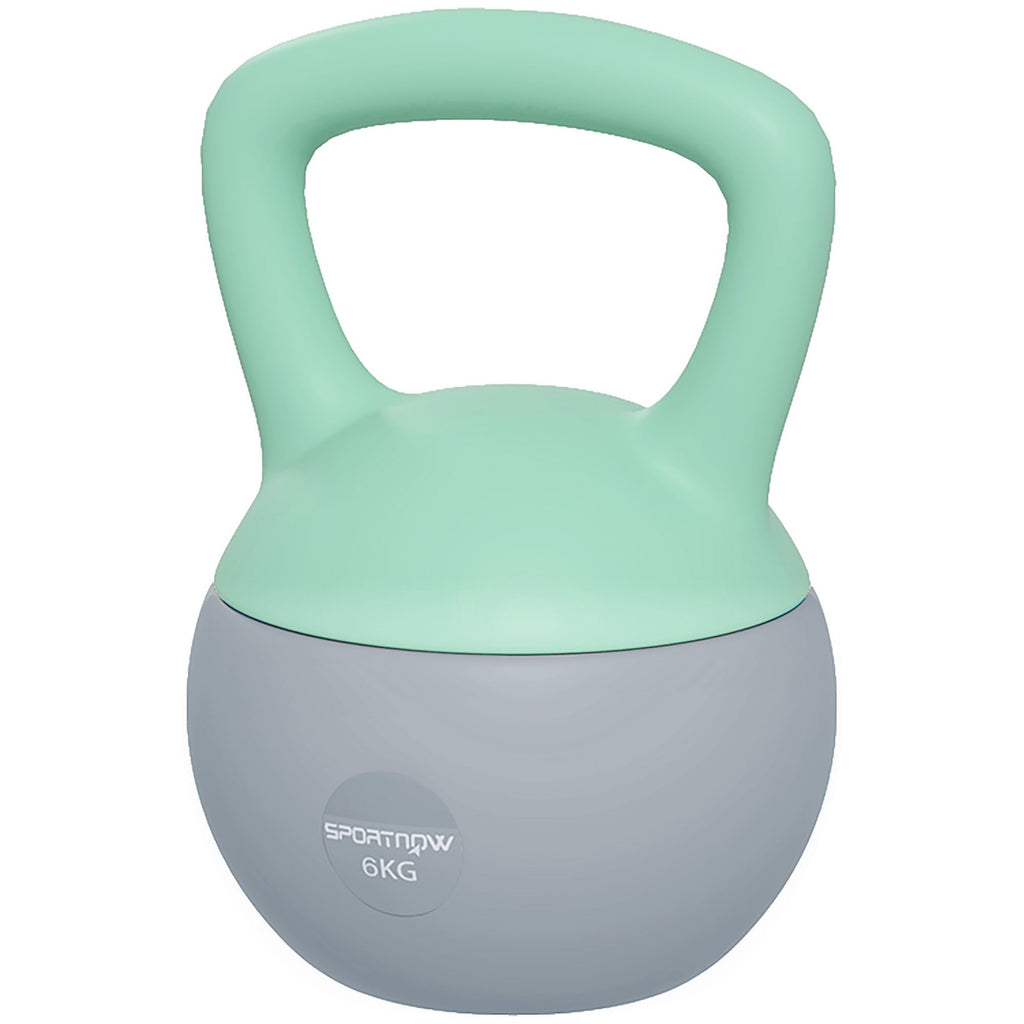 SPORTNOW 6KG Kettlebell with Soft Body and Non-Slip Handle, Grey and Green