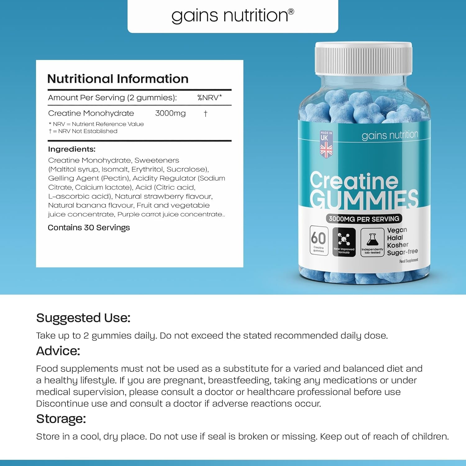 GN Creatine Gummies | 60 Chewable Creatine Gummies for Men & Women - 3000Mg Creatine-Monohydrate per Serving | Berry Flavour, Non-Gmo & Suitable for Vegans & Vegetarians