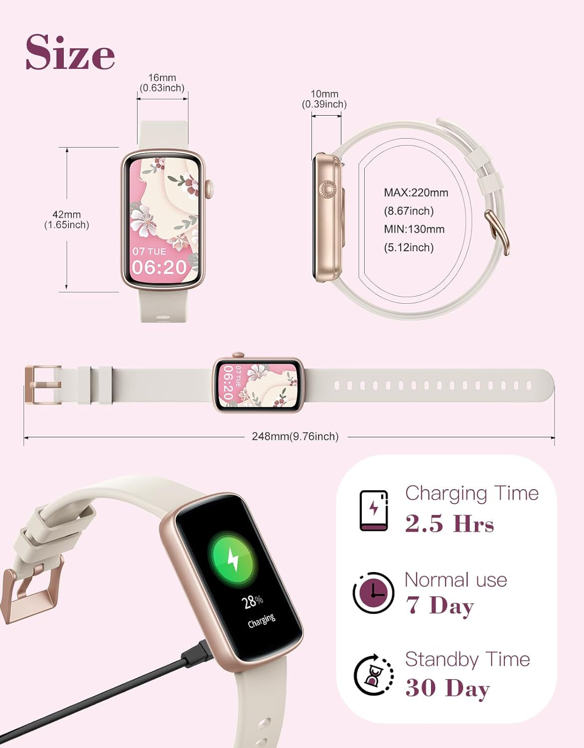 Smart Watches for Women,1.47 Inch HD Screen Fitness Tracker Watch with Heart Rate Spo2 Sleep Monitor Step Counter,Ip68 Waterproof,24 Sports Modes,Smart Notifications for Ios Android Phones