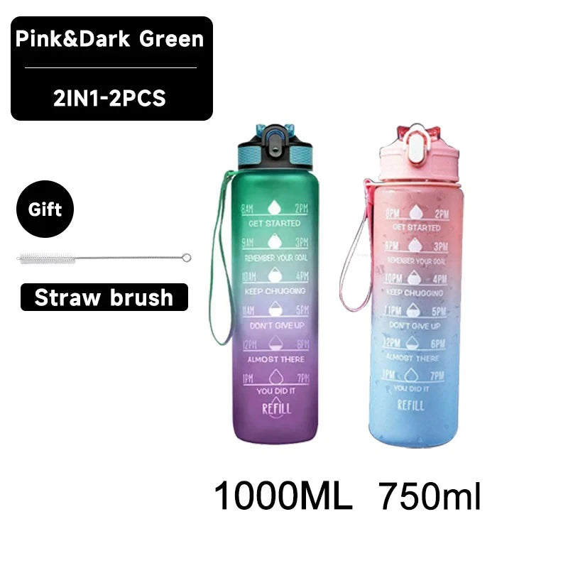 Water Bottle Motivational Sport Water Bottle Leakproof Drinking Bottles Outdoor Travel Gym Fitness Jugs for Kitchen