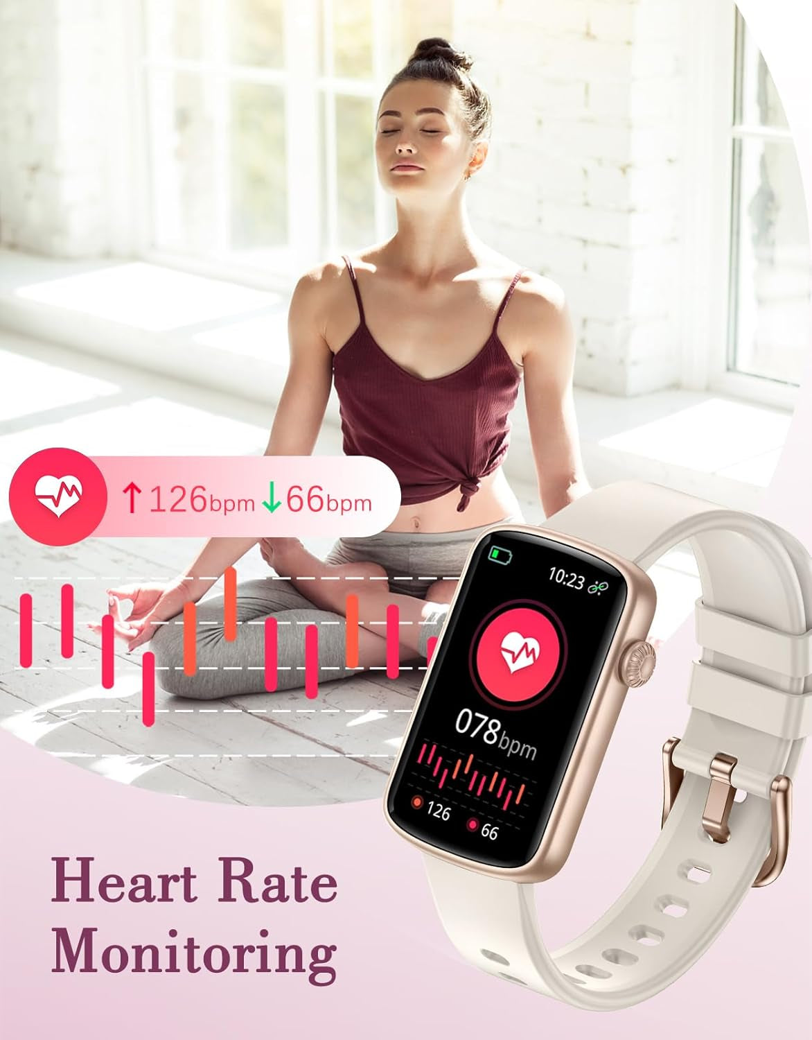 Smart Watches for Women,1.47 Inch HD Screen Fitness Tracker Watch with Heart Rate Spo2 Sleep Monitor Step Counter,Ip68 Waterproof,24 Sports Modes,Smart Notifications for Ios Android Phones