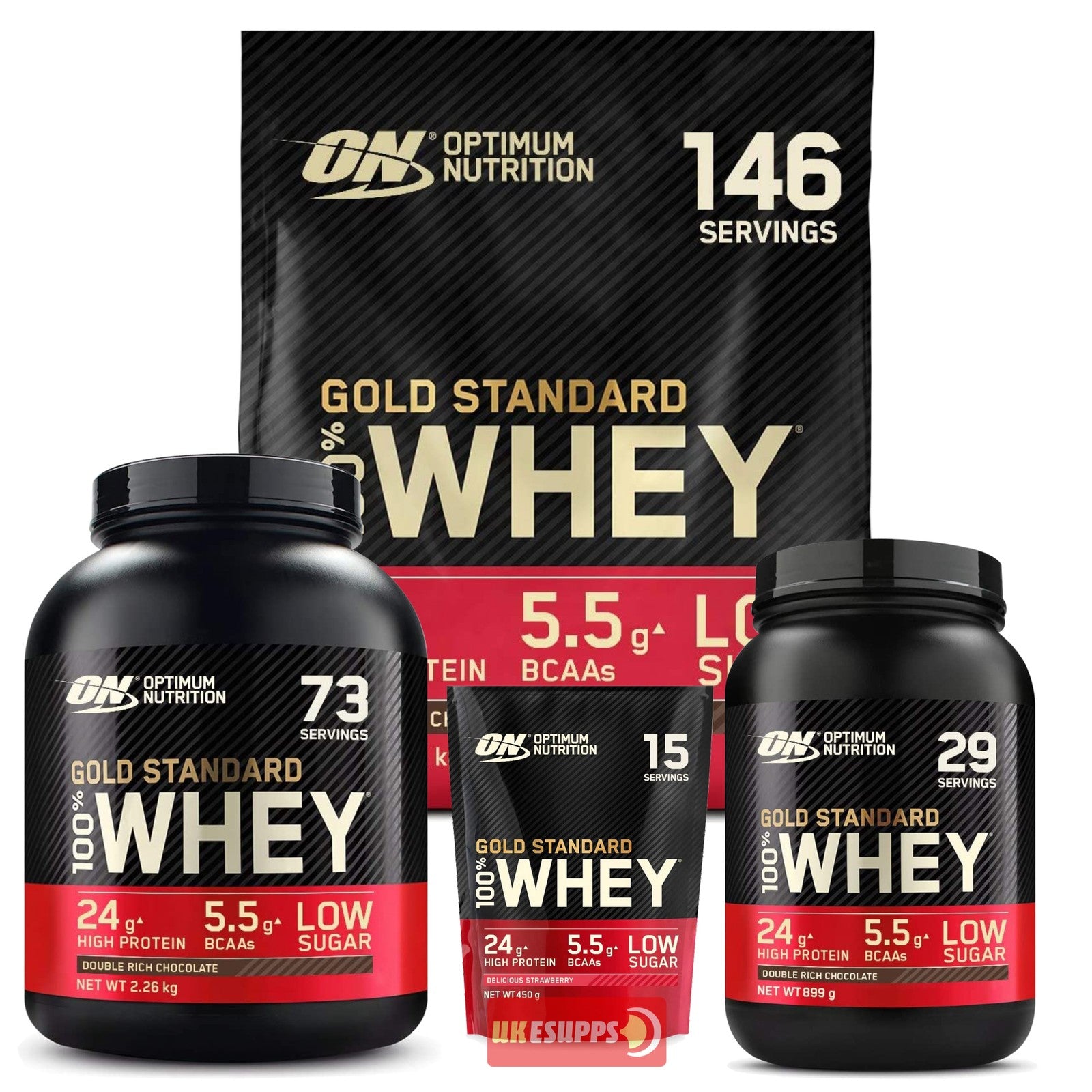 Optimum Nutrition on 100% Gold Standard Whey Protein Powder 908G 2.2Kg 4.5Kg