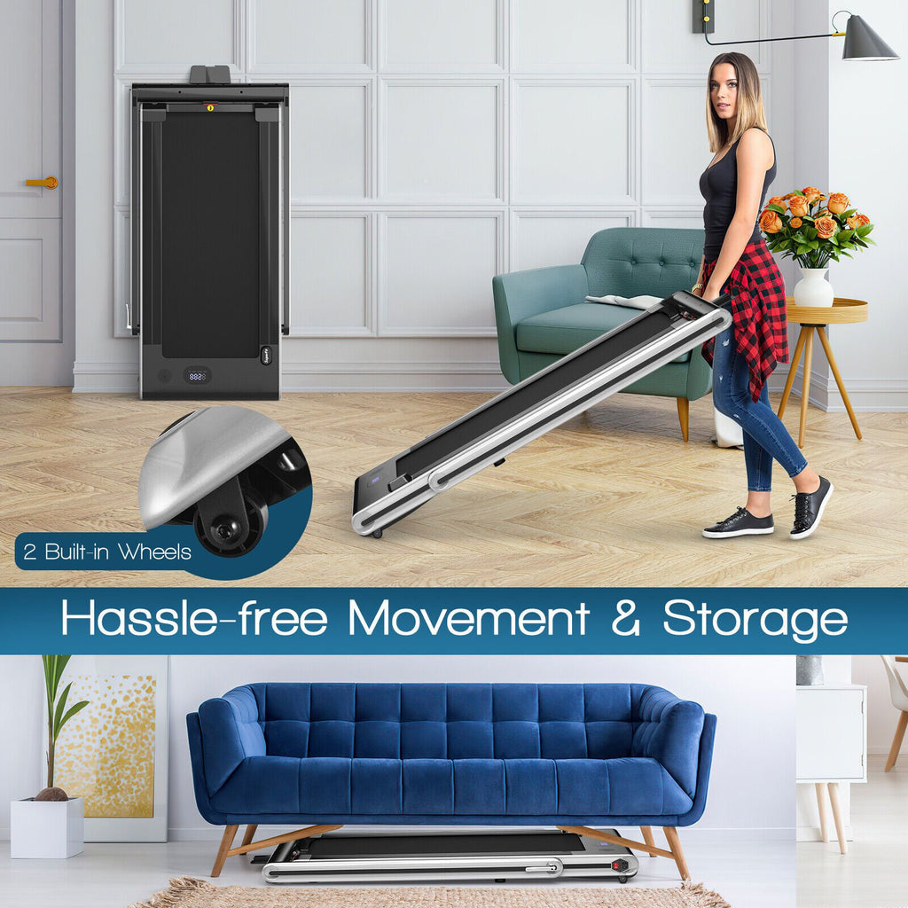 2-In-1 Folding under Desk Treadmill with Dual LED Display