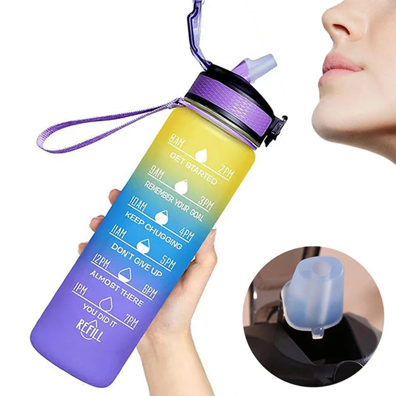 Water Bottle Motivational Sport Water Bottle Leakproof Drinking Bottles Outdoor Travel Gym Fitness Jugs for Kitchen
