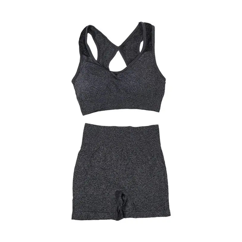 Women Yoga Shorts Sets High Waist Butt Lifting Workout Fitness Tights Tummy Control Gym Running Stretched Sportswear