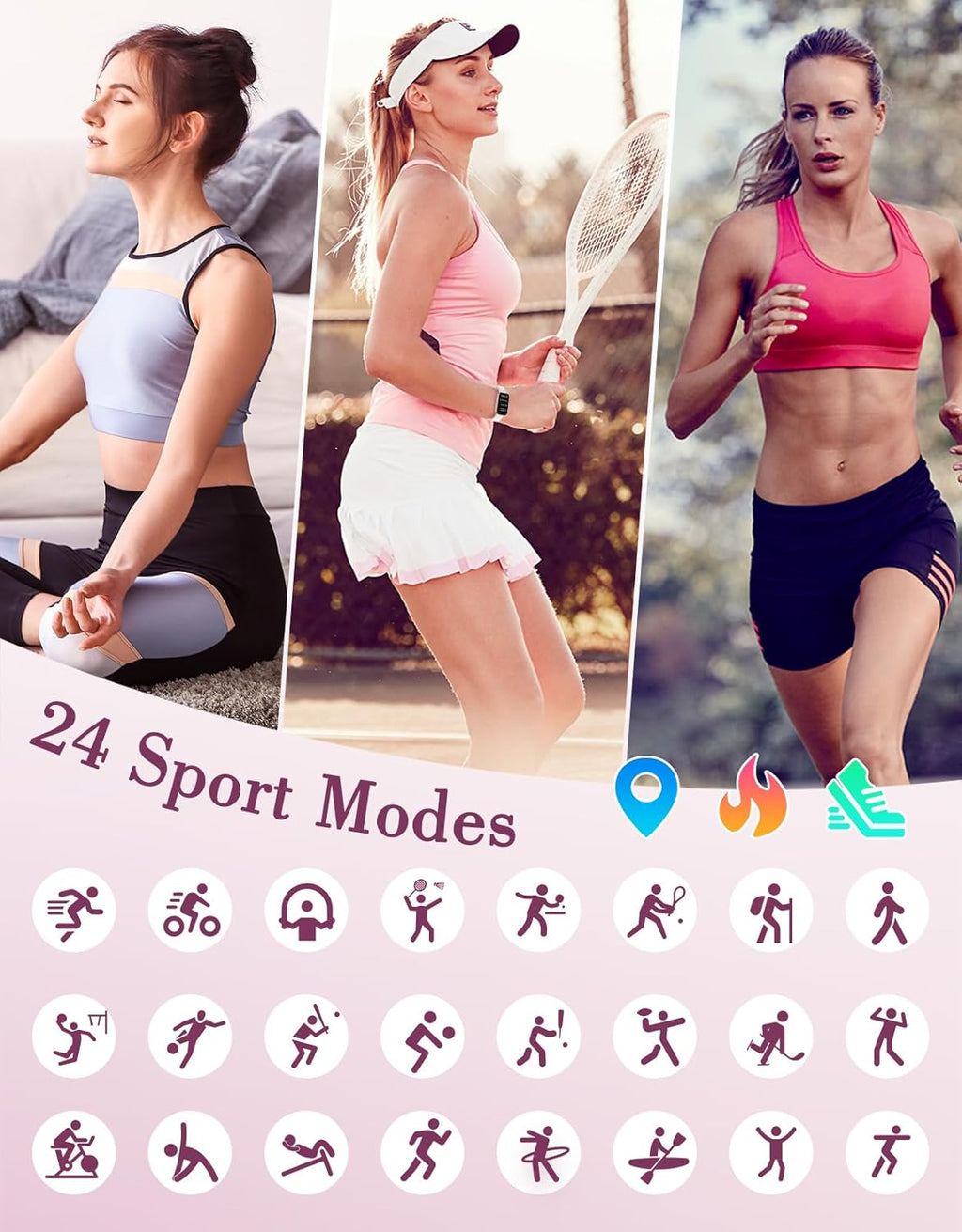 Smart Watches for Women,1.47 Inch HD Screen Fitness Tracker Watch with Heart Rate Spo2 Sleep Monitor Step Counter,Ip68 Waterproof,24 Sports Modes,Smart Notifications for Ios Android Phones