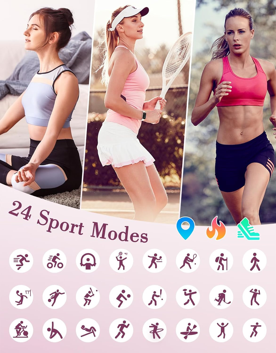 Smart Watches for Women,1.47 Inch HD Screen Fitness Tracker Watch with Heart Rate Spo2 Sleep Monitor Step Counter,Ip68 Waterproof,24 Sports Modes,Smart Notifications for Ios Android Phones