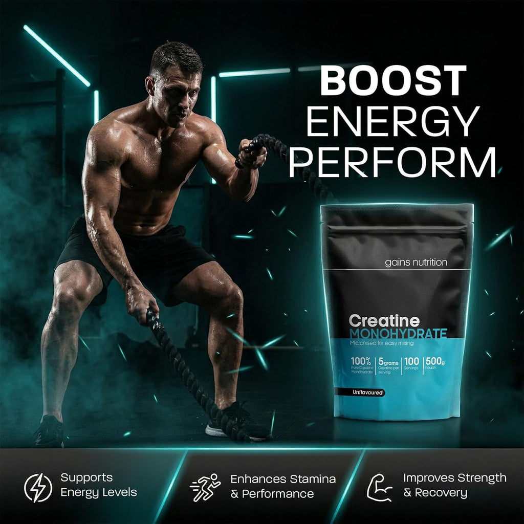 GN Creatine Powder | 500G High Strength Creatine Monohydrate Powder - 5G per Serving | Unflavoured Filler Free Creatine-Monohydrate | Non-Gmo & Gluten Free