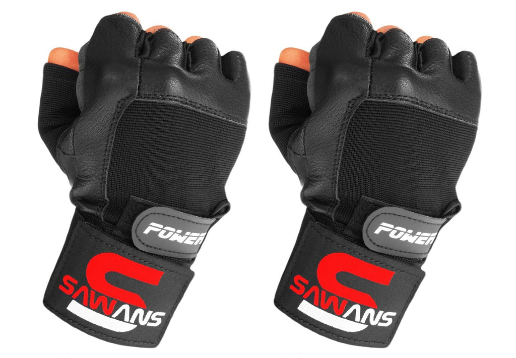 SAWANSÂ® Gym Weight Lifting Gloves Leather Training Straps Body Building Workouts