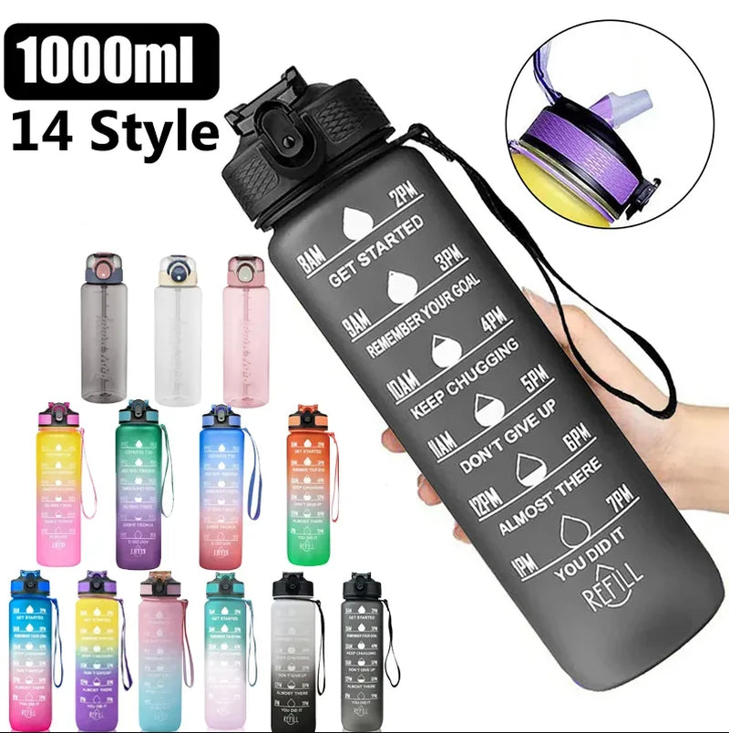Water Bottle Motivational Sport Water Bottle Leakproof Drinking Bottles Outdoor Travel Gym Fitness Jugs for Kitchen