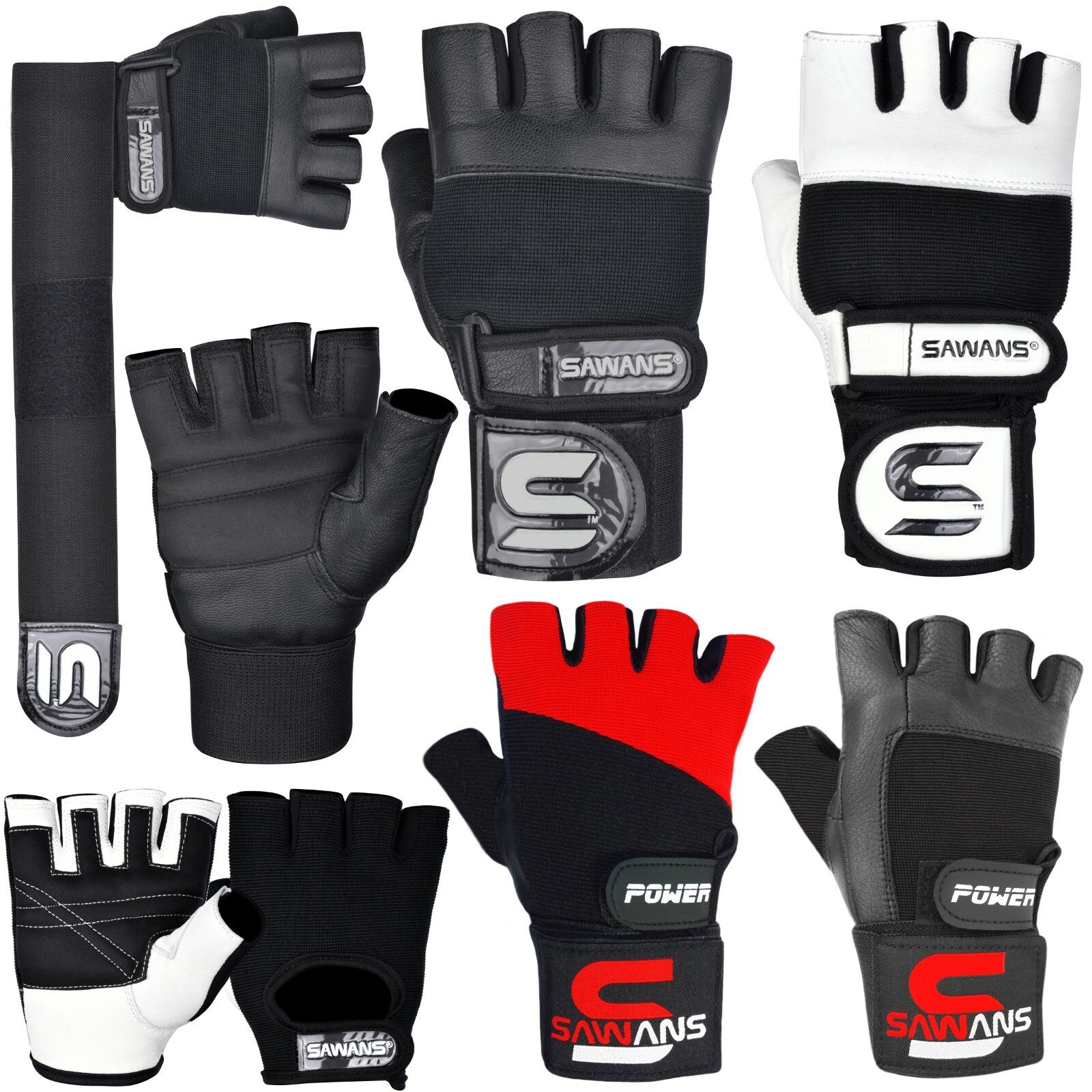 SAWANSÂ® Gym Weight Lifting Gloves Leather Training Straps Body Building Workouts