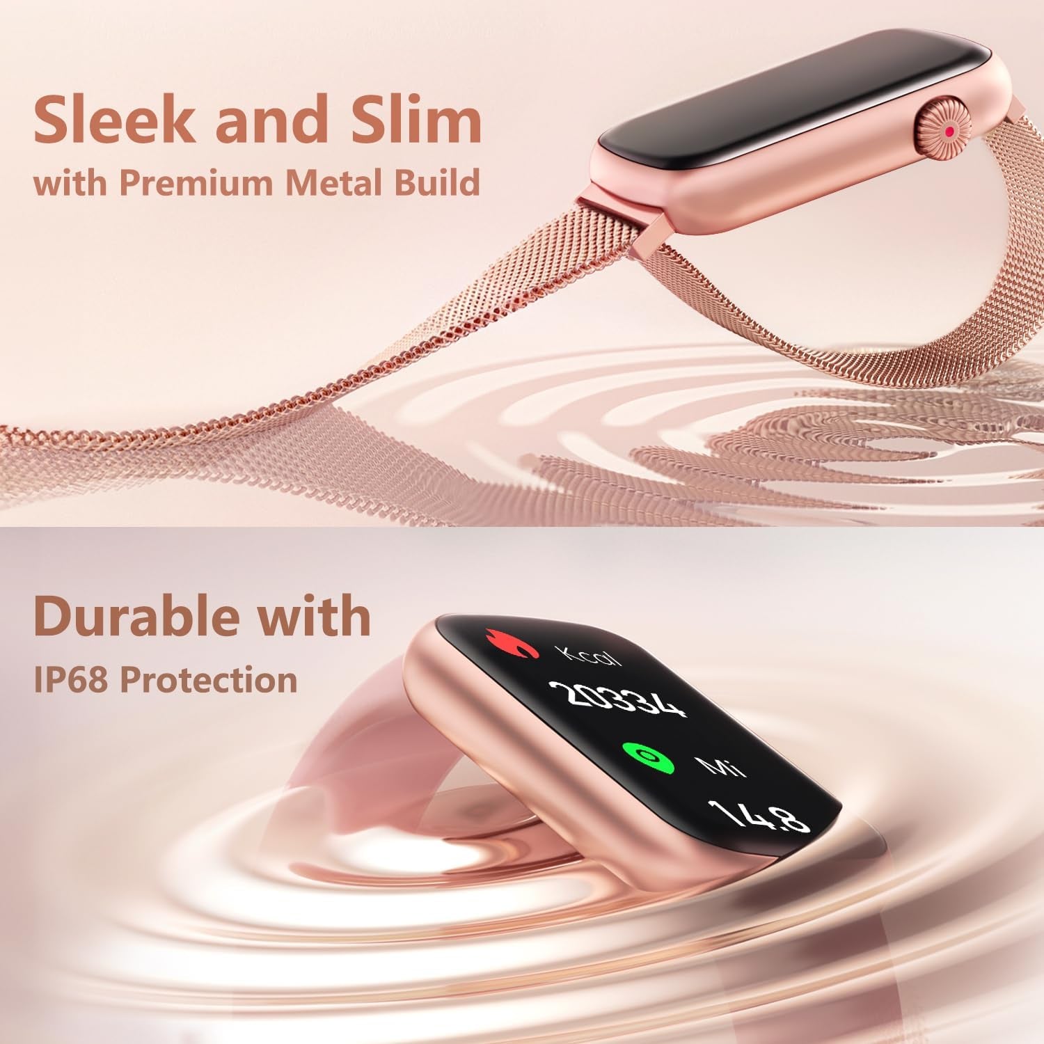 Slim Fitness Tracker with Blood Oxygen, Blood Pressure, 24/7 Heart Rate and Sleep Tracking, IP68 Waterproof Activity Trackers and Smart Watches with Step Tracker, Pedometer for Women Men