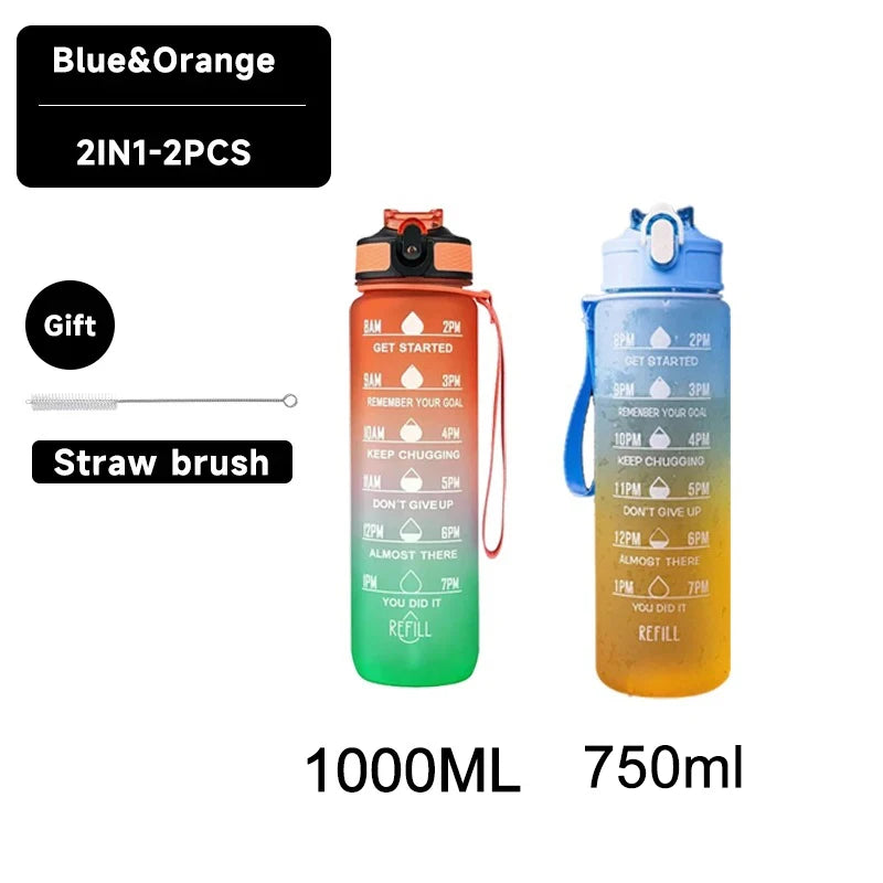 Water Bottle Motivational Sport Water Bottle Leakproof Drinking Bottles Outdoor Travel Gym Fitness Jugs for Kitchen
