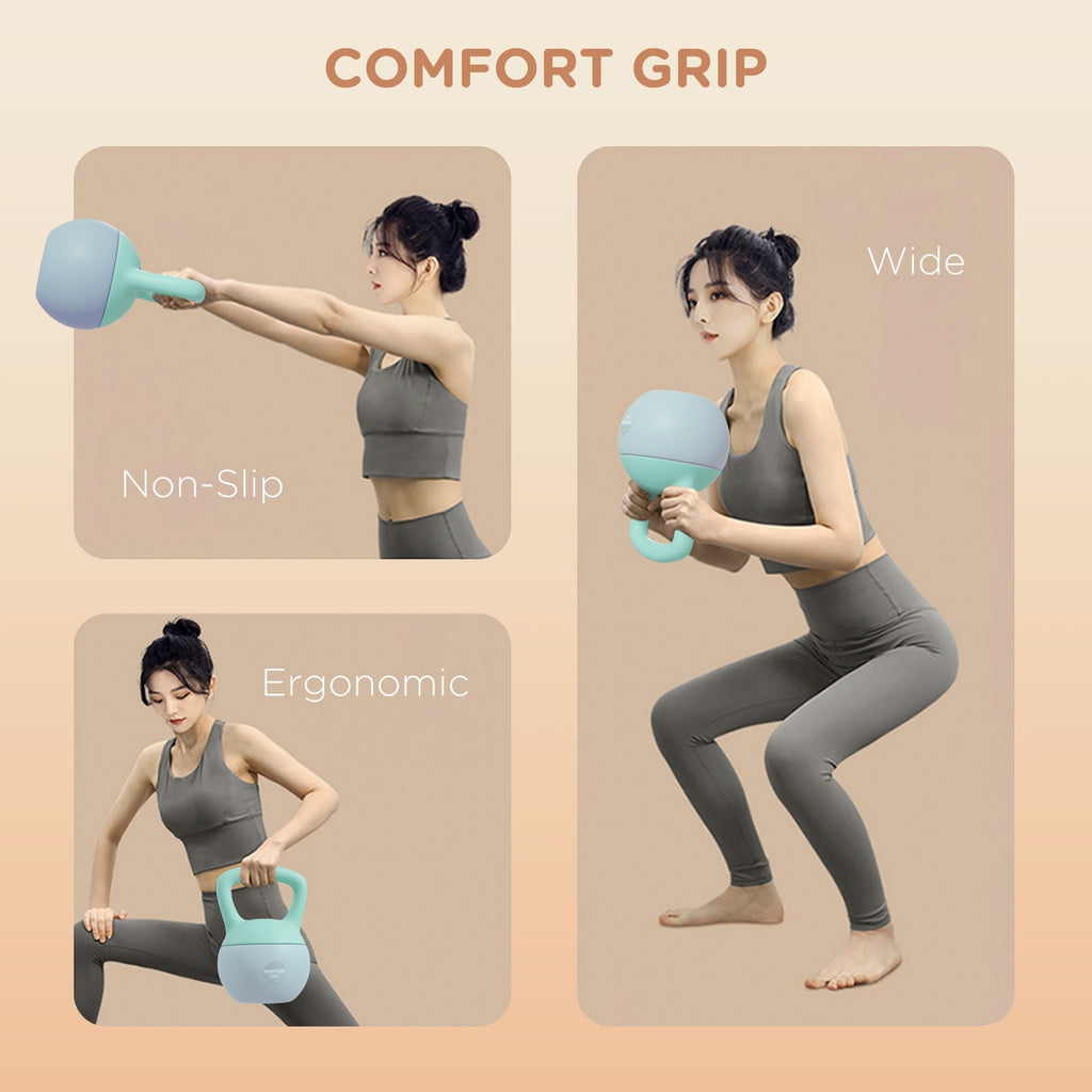 SPORTNOW 6KG Kettlebell with Soft Body and Non-Slip Handle, Grey and Green