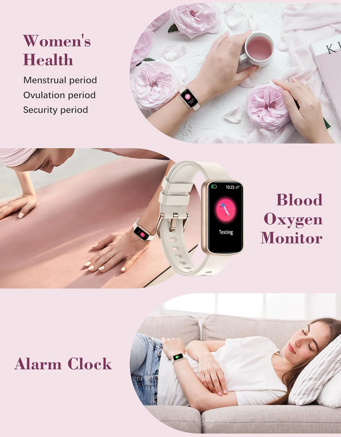 Smart Watches for Women,1.47 Inch HD Screen Fitness Tracker Watch with Heart Rate Spo2 Sleep Monitor Step Counter,Ip68 Waterproof,24 Sports Modes,Smart Notifications for Ios Android Phones