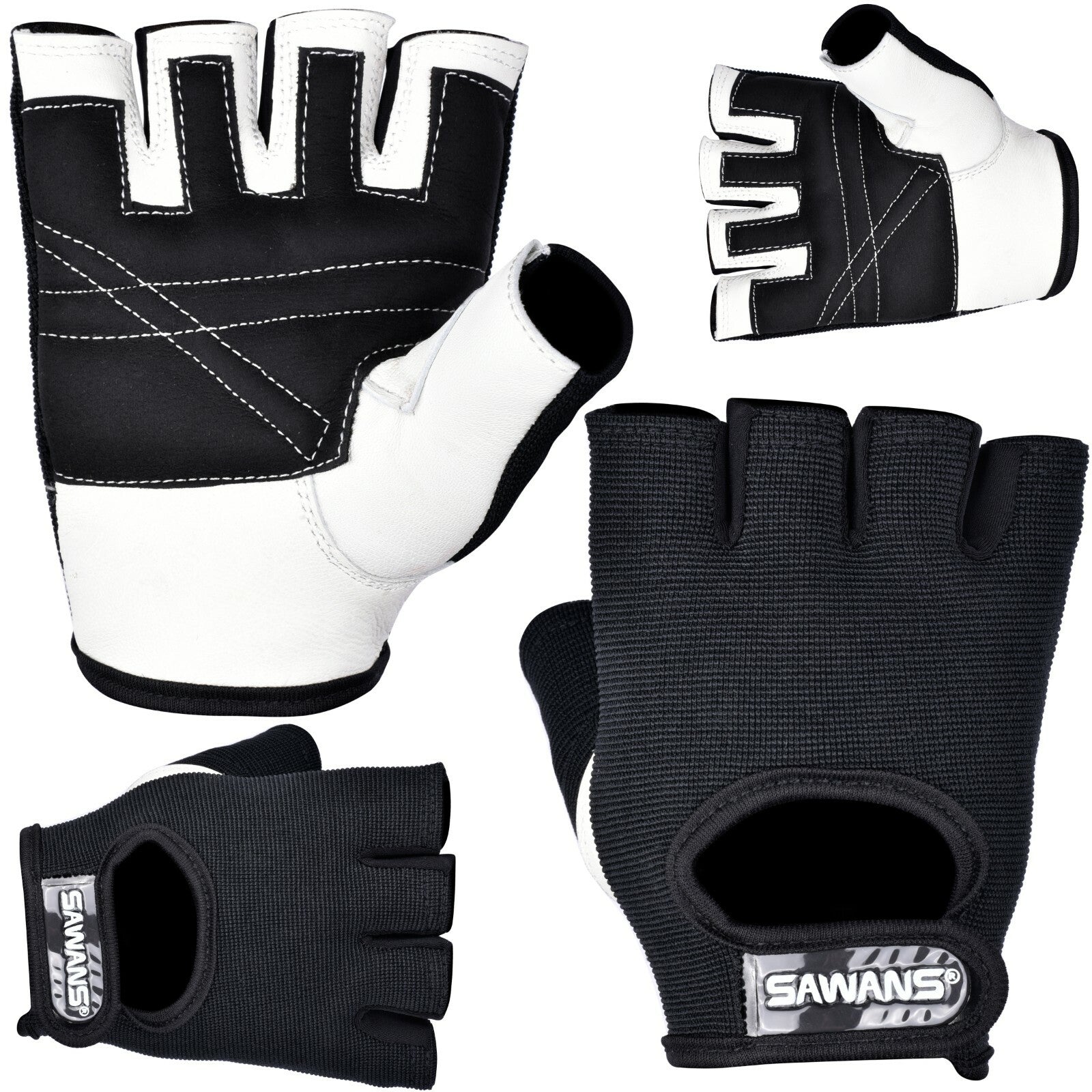 SAWANSÂ® Gym Weight Lifting Gloves Leather Training Straps Body Building Workouts