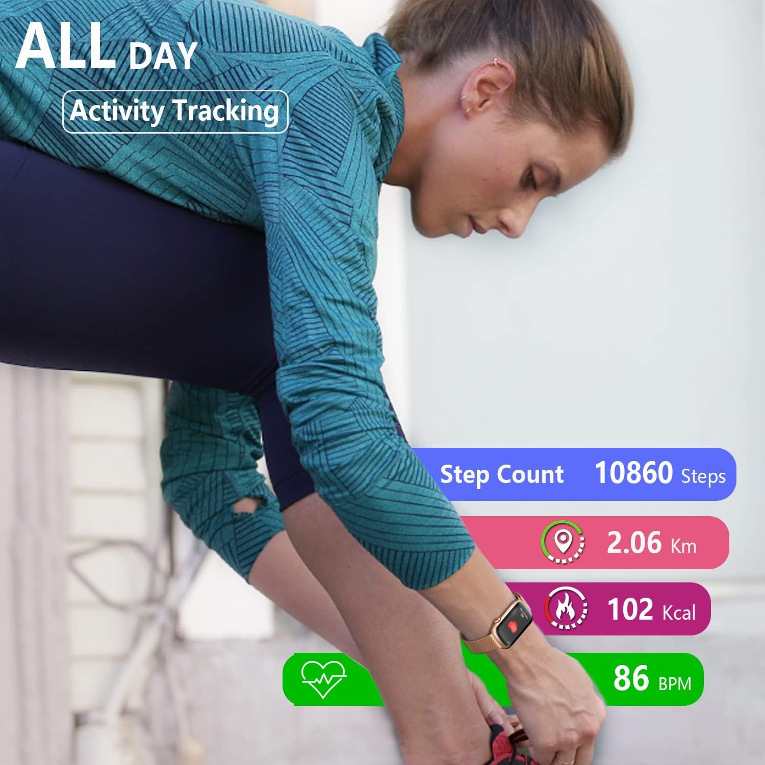 Slim Fitness Tracker with Blood Oxygen, Blood Pressure, 24/7 Heart Rate and Sleep Tracking, IP68 Waterproof Activity Trackers and Smart Watches with Step Tracker, Pedometer for Women Men