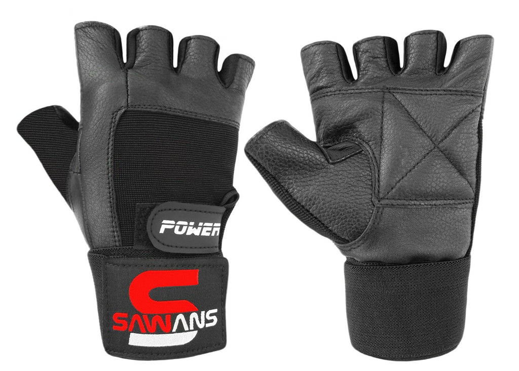 SAWANSÂ® Gym Weight Lifting Gloves Leather Training Straps Body Building Workouts